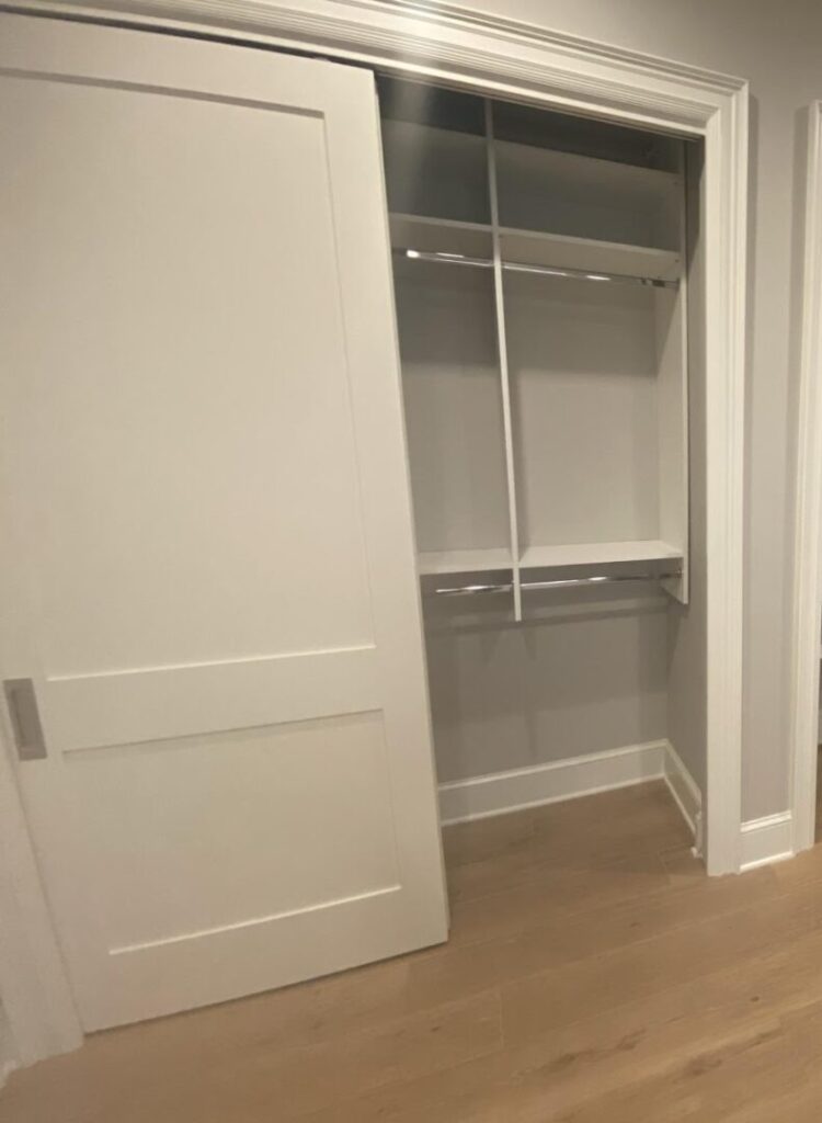 Mudroom closet hanging storage