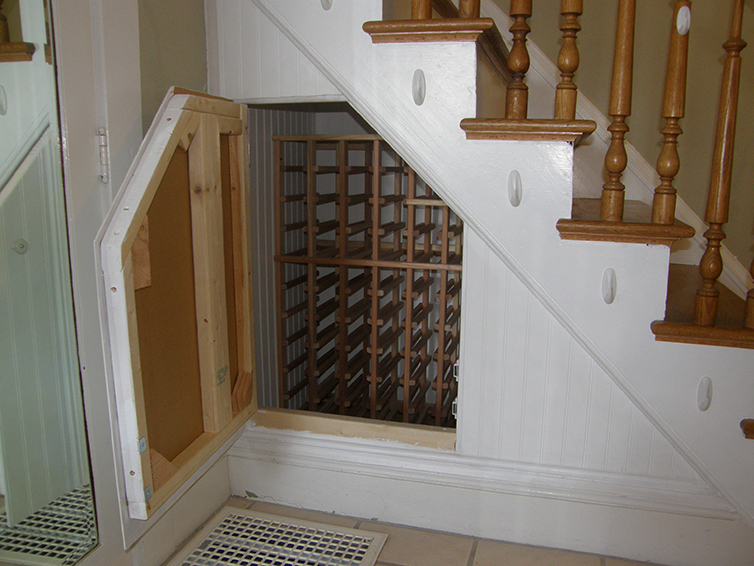 Under stair wine rack
