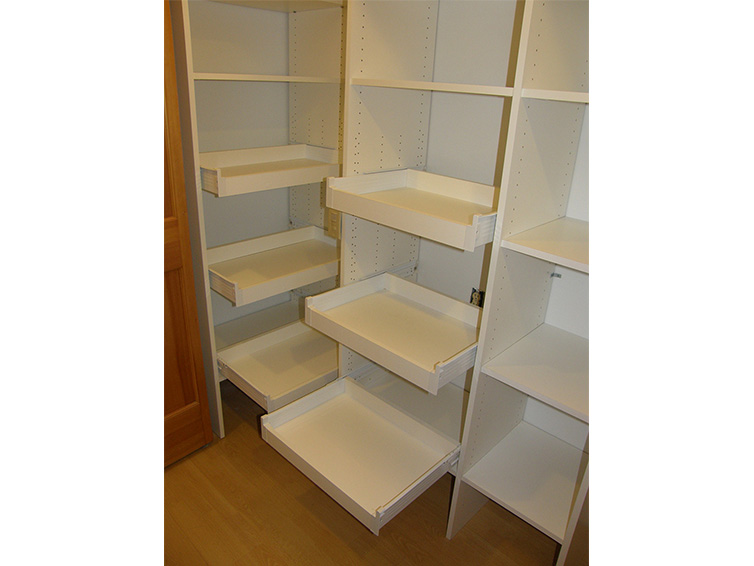 Pantry shelving with pull-out shelves
